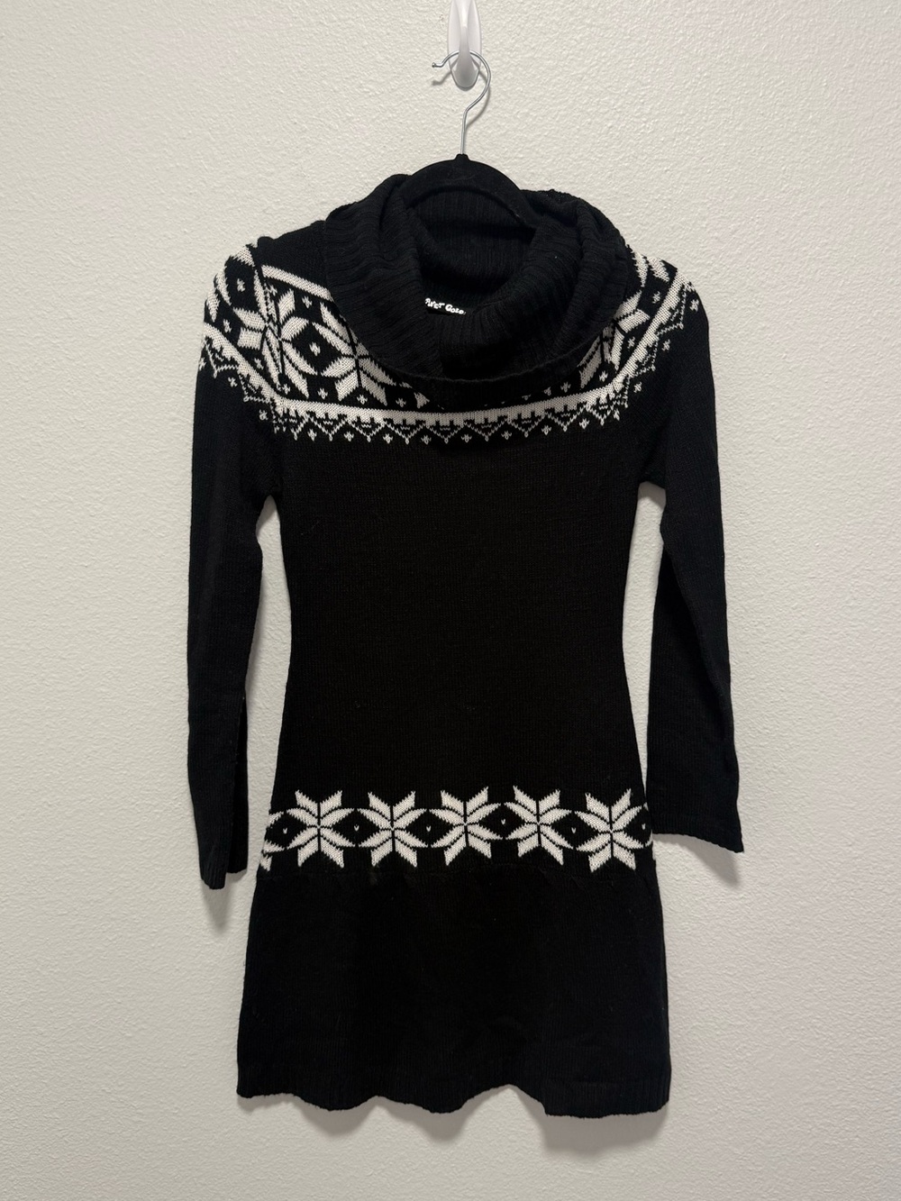 Planet Gold Black and White Cowl Neck Sweater Dress Size Medium